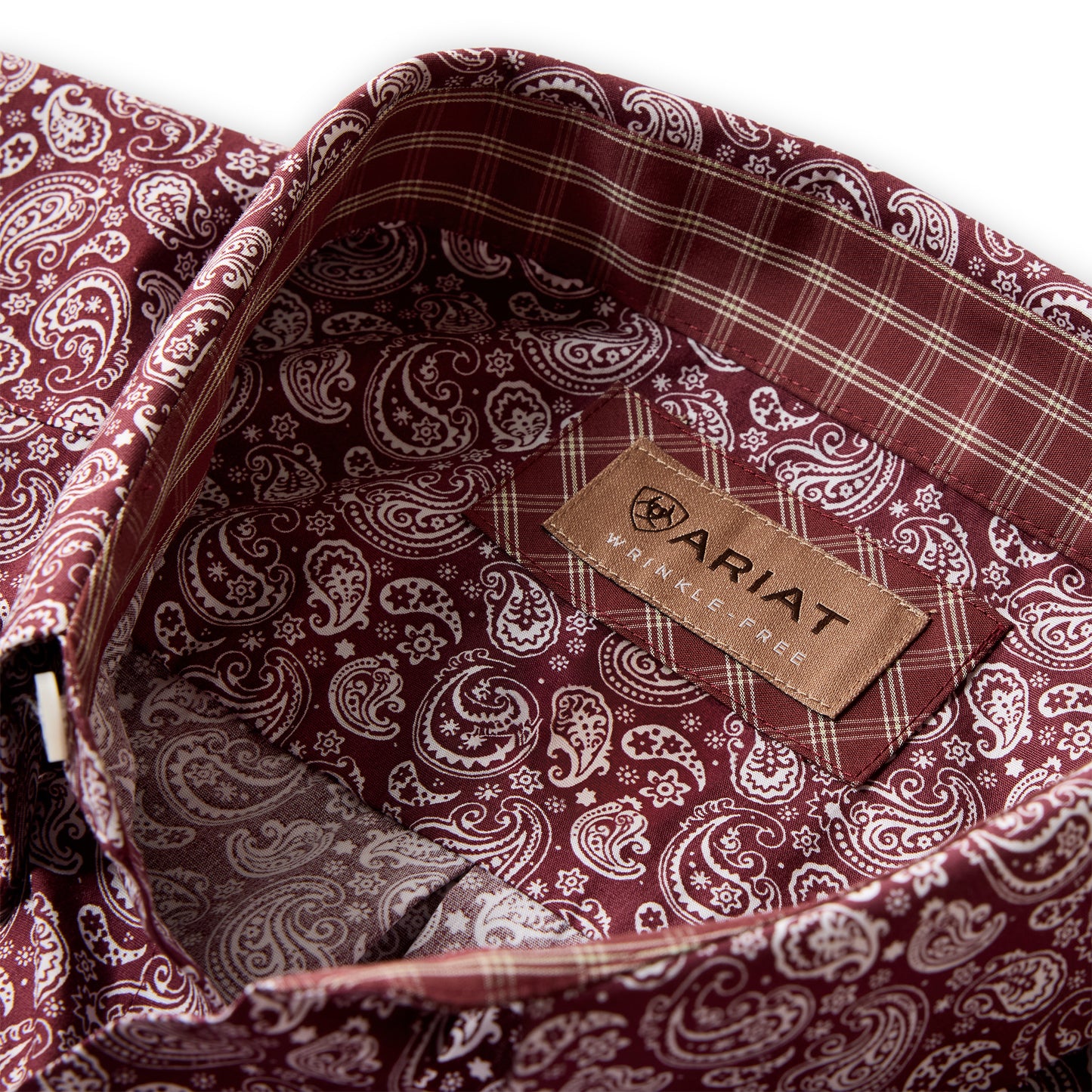 Ariat Men's Wrinkle Free Wadell Red Mahogany Paisley Print Classic Fit Shirt 10073698