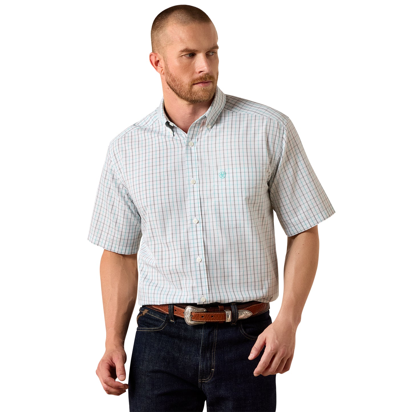 Ariat Men's Wrinkle Free Winchester White Plaid Classic Fit Shirt 10073699