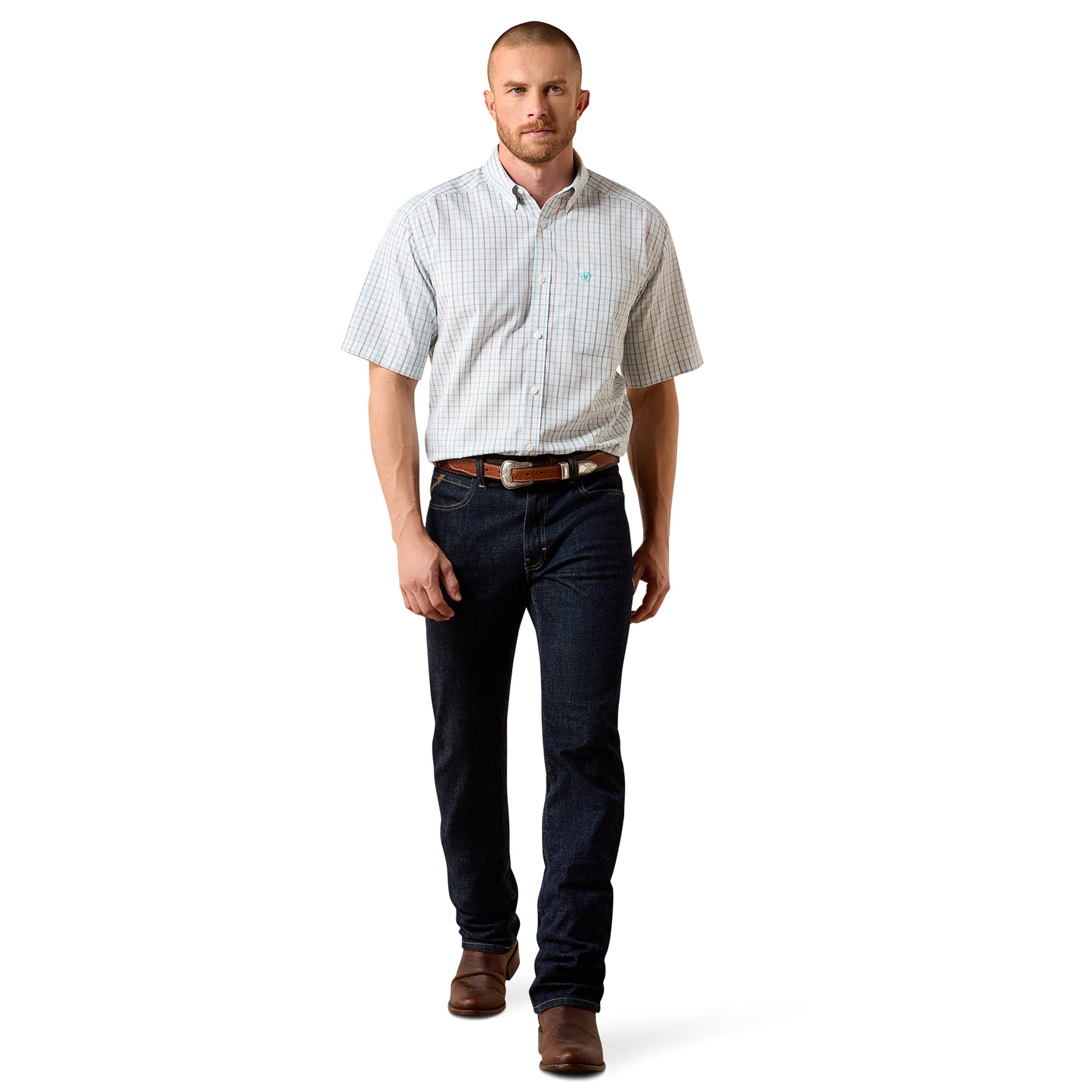 Ariat Men's Wrinkle Free Winchester White Plaid Classic Fit Shirt 10073699