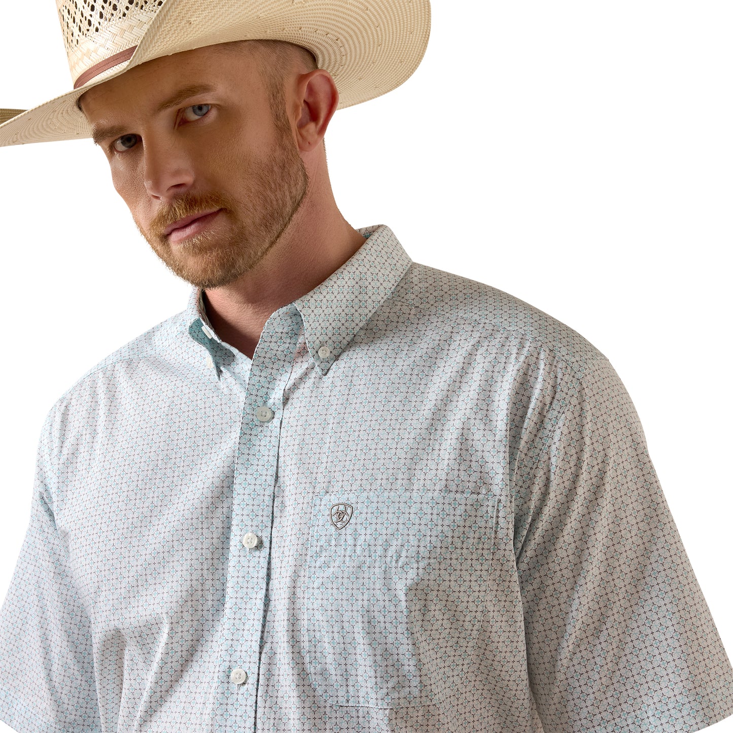 Ariat Men's Wrinkle Free Welsh White Geo Print Classic Fit Shirt 10073700