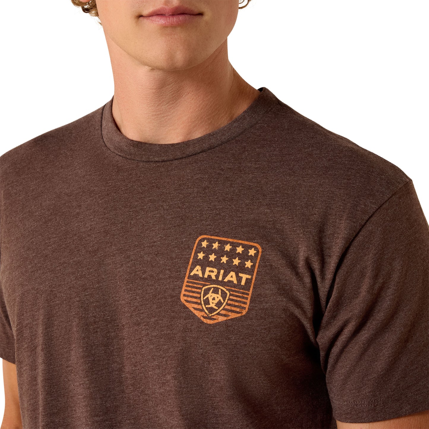 Ariat Men's Stripe Patriotic Badge Brown Heather T-Shirt 10073963