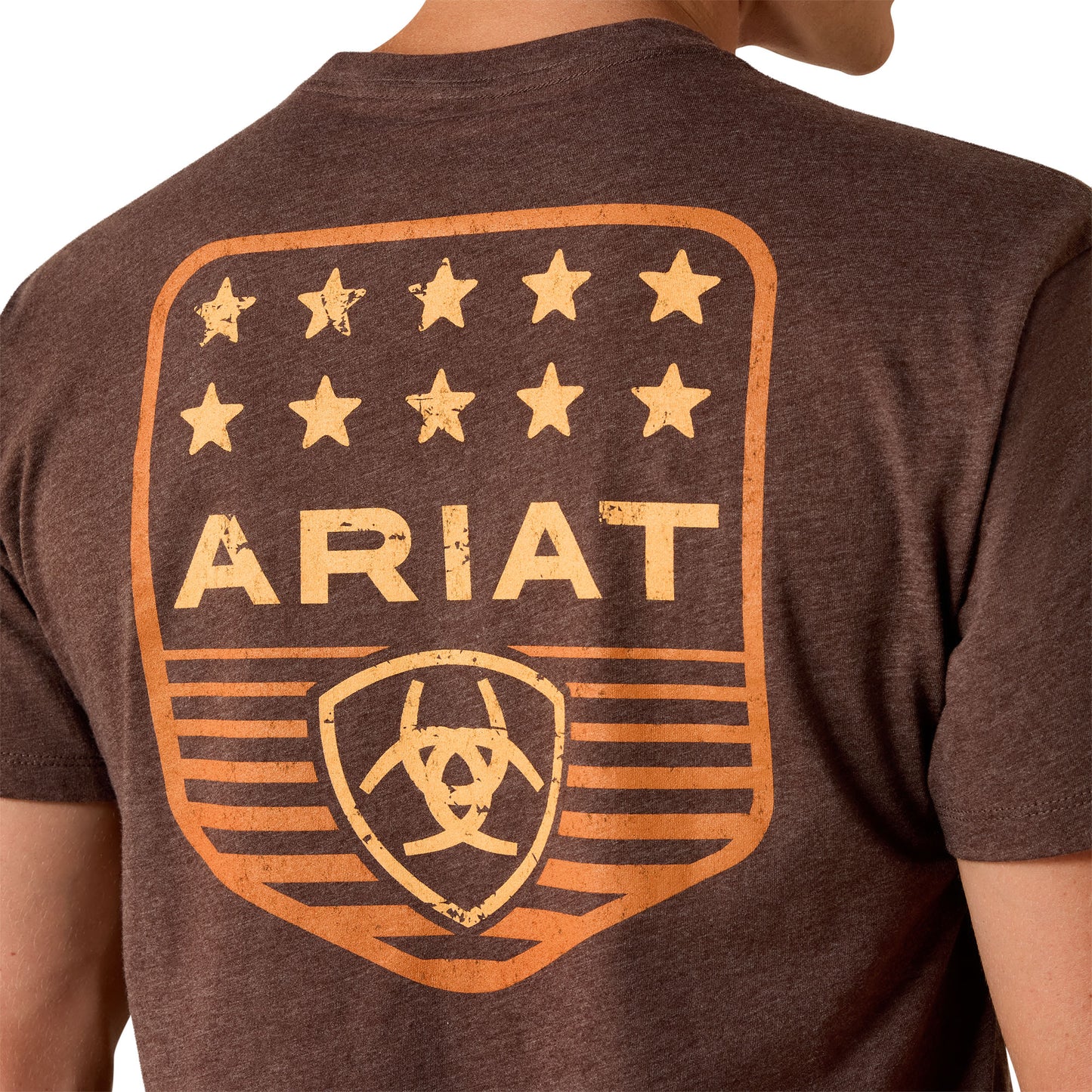 Ariat Men's Stripe Patriotic Badge Brown Heather T-Shirt 10073963