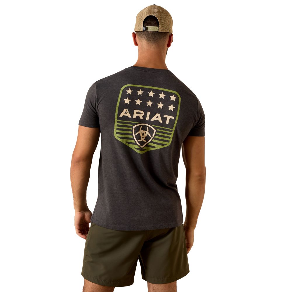 Ariat Men's Stripe Patriotic Badge Charcoal Heather T-Shirt 10073964
