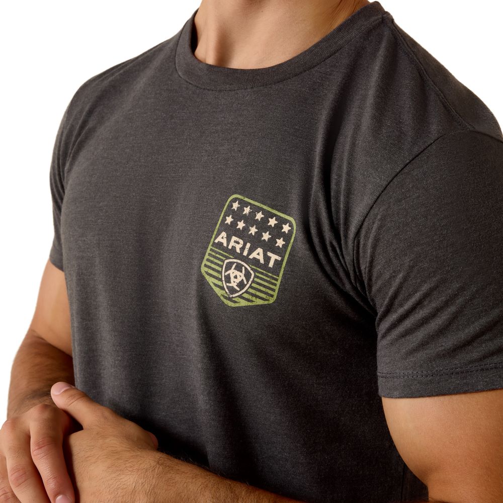 Ariat Men's Stripe Patriotic Badge Charcoal Heather T-Shirt 10073964