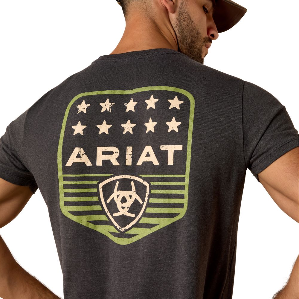 Ariat Men's Stripe Patriotic Badge Charcoal Heather T-Shirt 10073964
