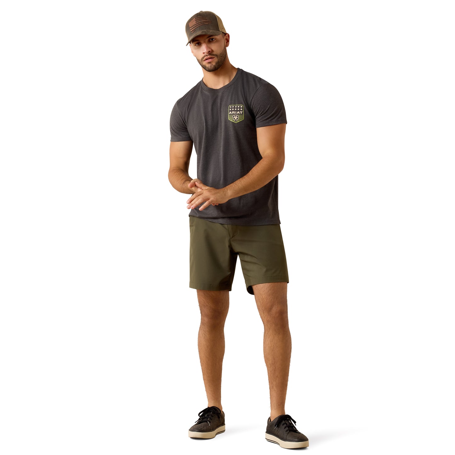 Ariat Men's Stripe Patriotic Badge Charcoal Heather T-Shirt 10073964