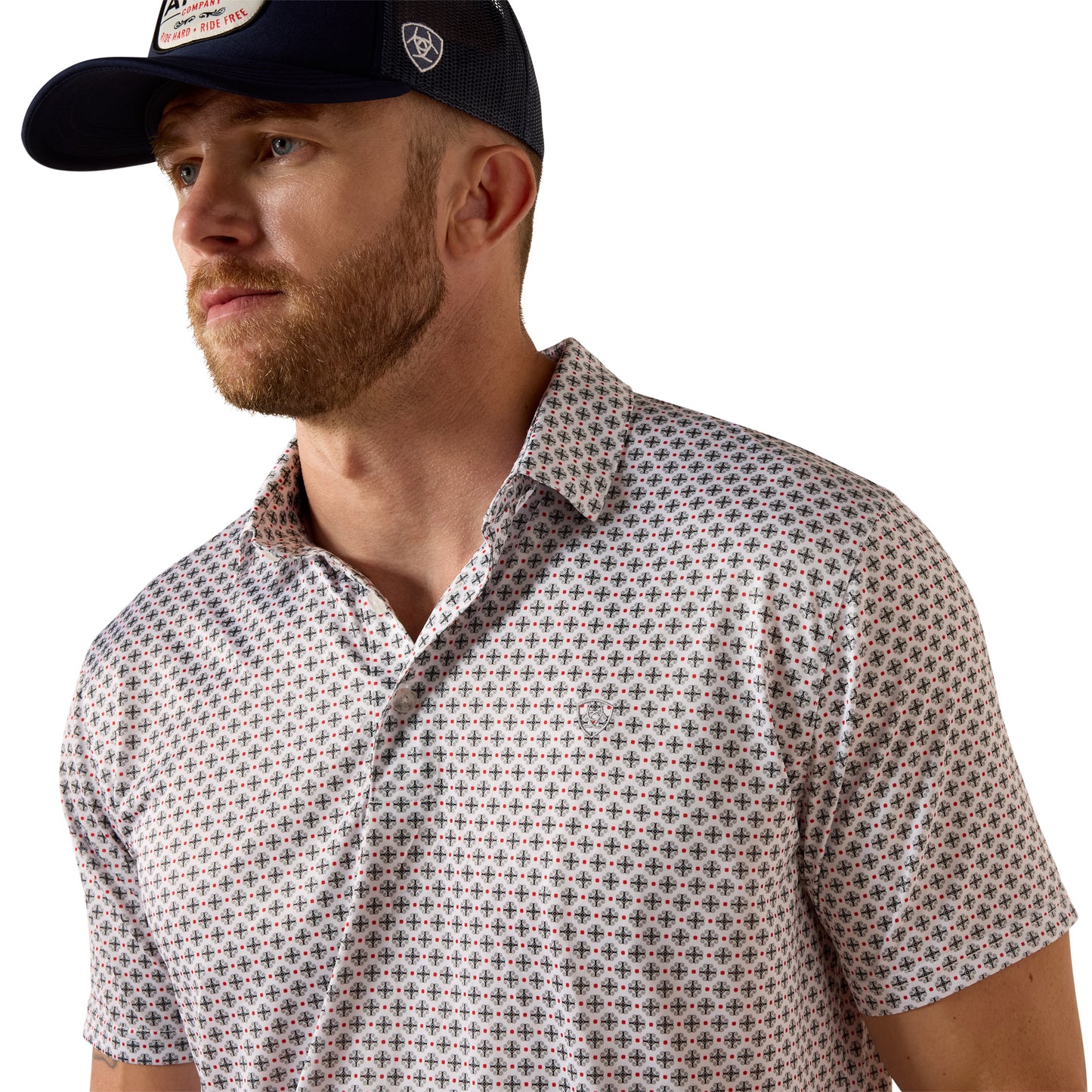 Ariat Men's White Multi Medallion All Over Print Polo 10076071