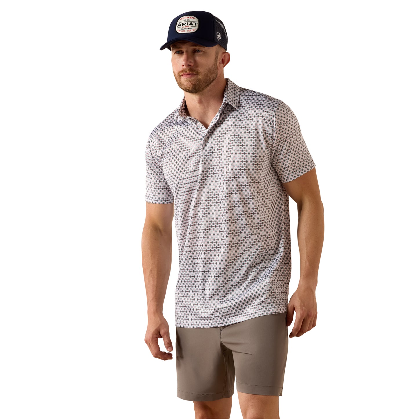 Ariat Men's White Multi Medallion All Over Print Polo 10076071