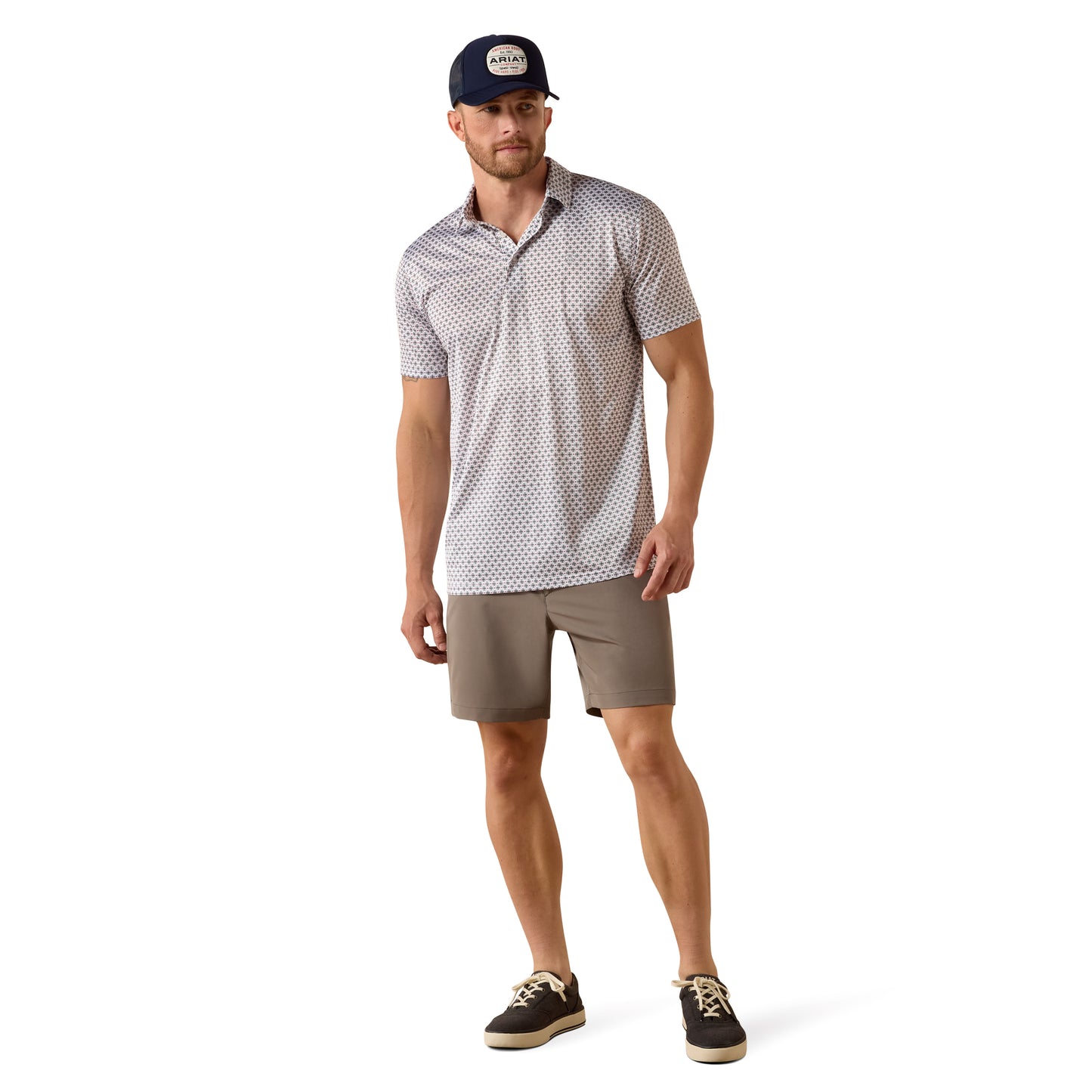 Ariat Men's White Multi Medallion All Over Print Polo 10076071