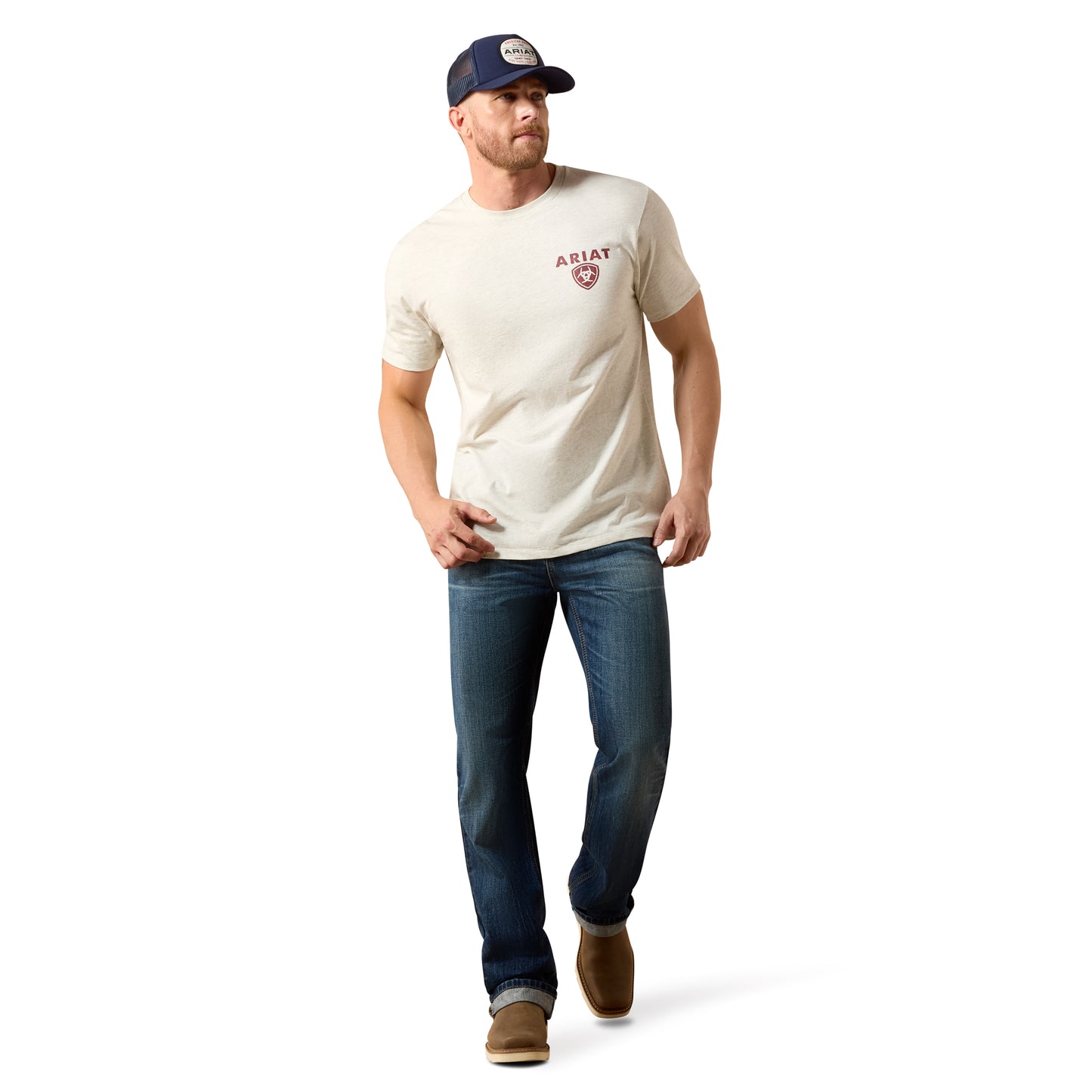 Ariat Men's Trucker Freedom Flag Oatmeal Heather T-Shirt 10080251