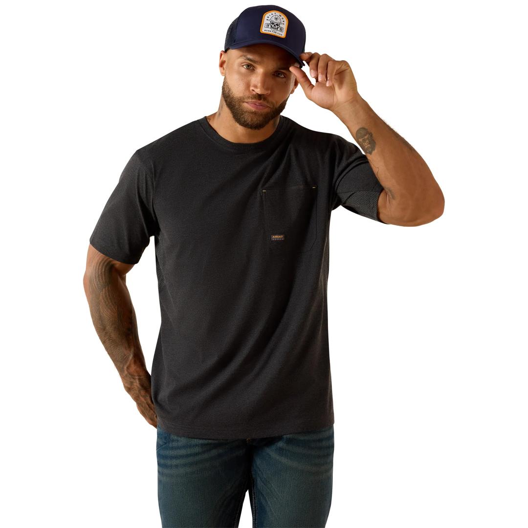 Ariat Men's Rebar Workman Brickyard Charcoal Heather & USA T-Shirt 10071280 back