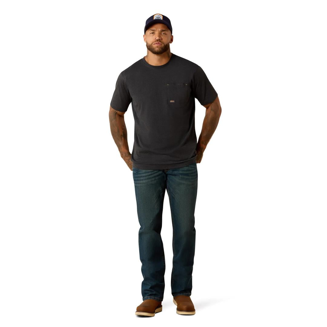 Ariat Men's Rebar Workman Brickyard Charcoal Heather & USA T-Shirt 10071280 full