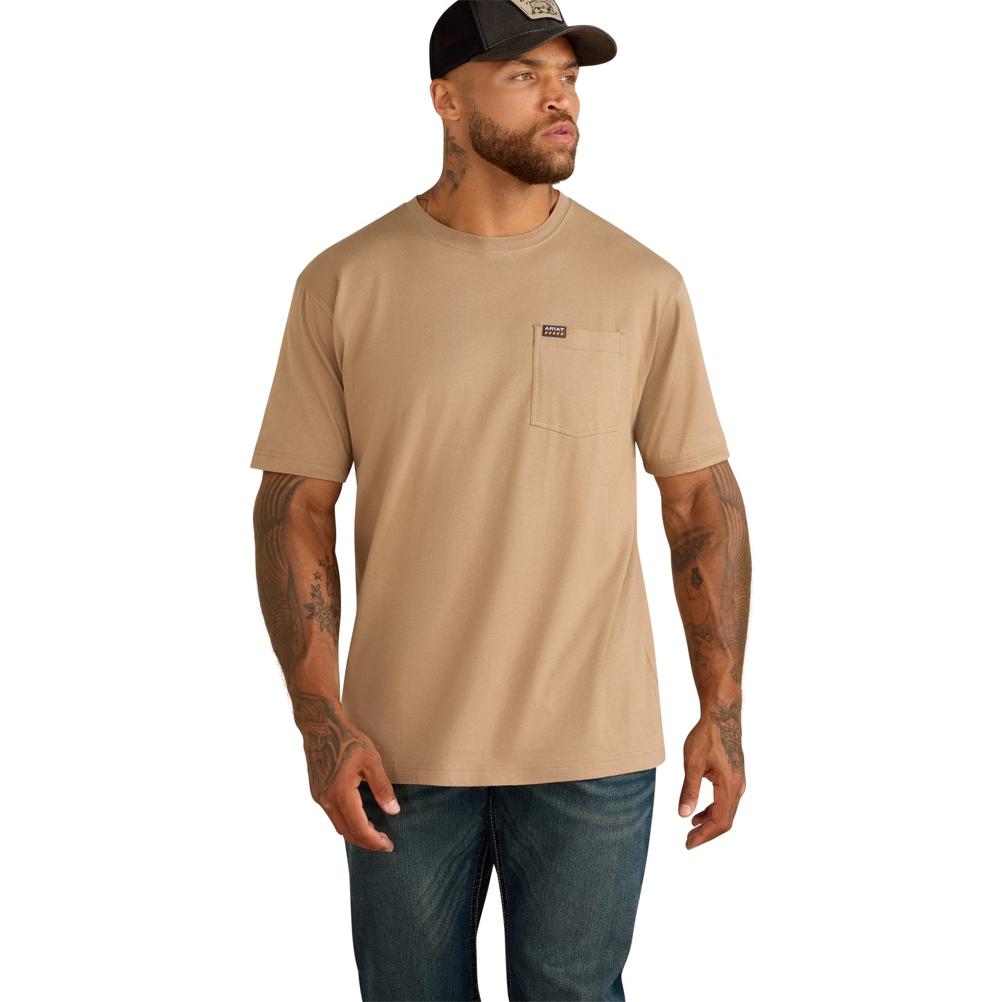 Ariat Rebar Cotton Strong Greige Standard Pocket T-Shirt 10071290 - Wild West Boot Store