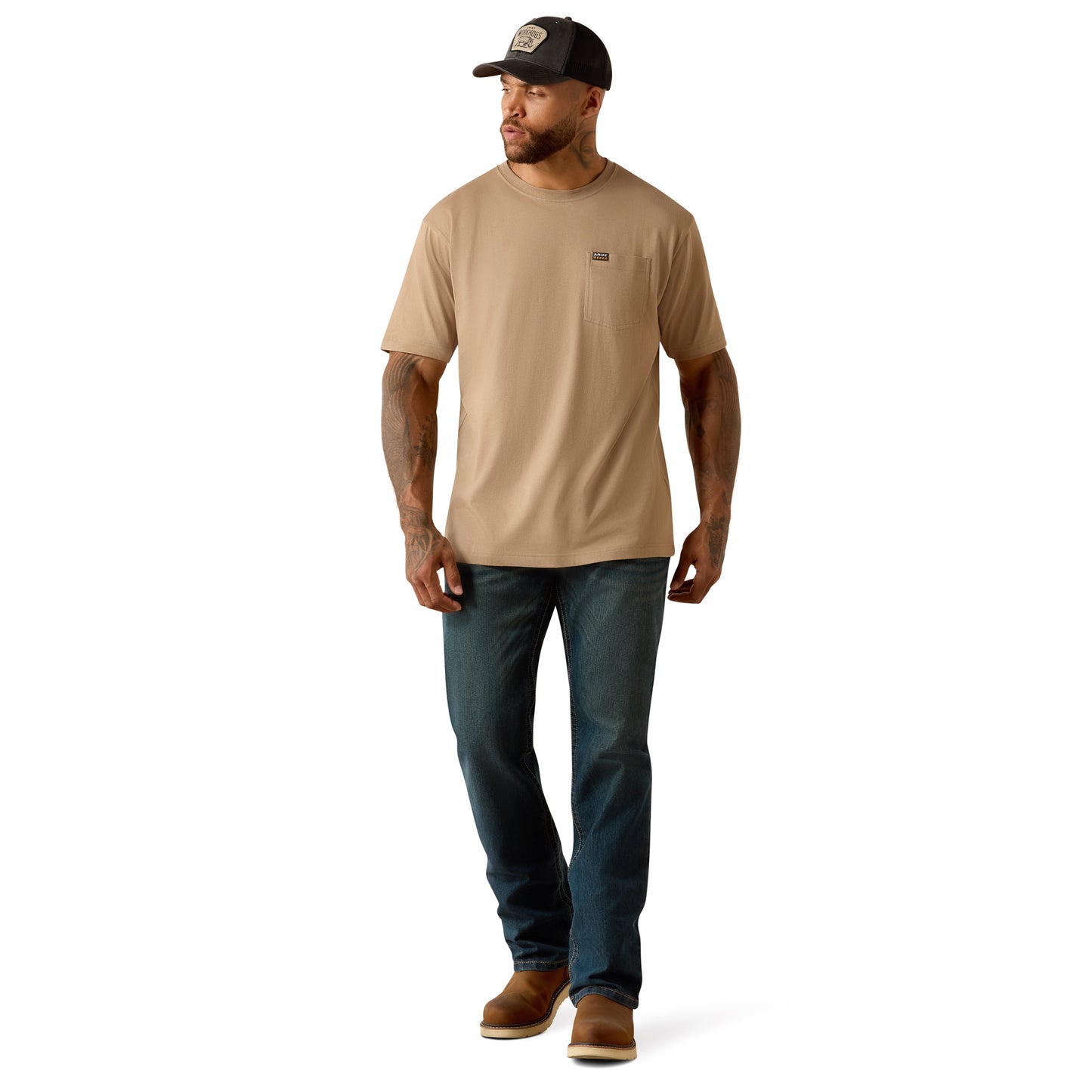Ariat Rebar Cotton Strong Greige Standard Pocket T-Shirt 10071290 - Wild West Boot Store