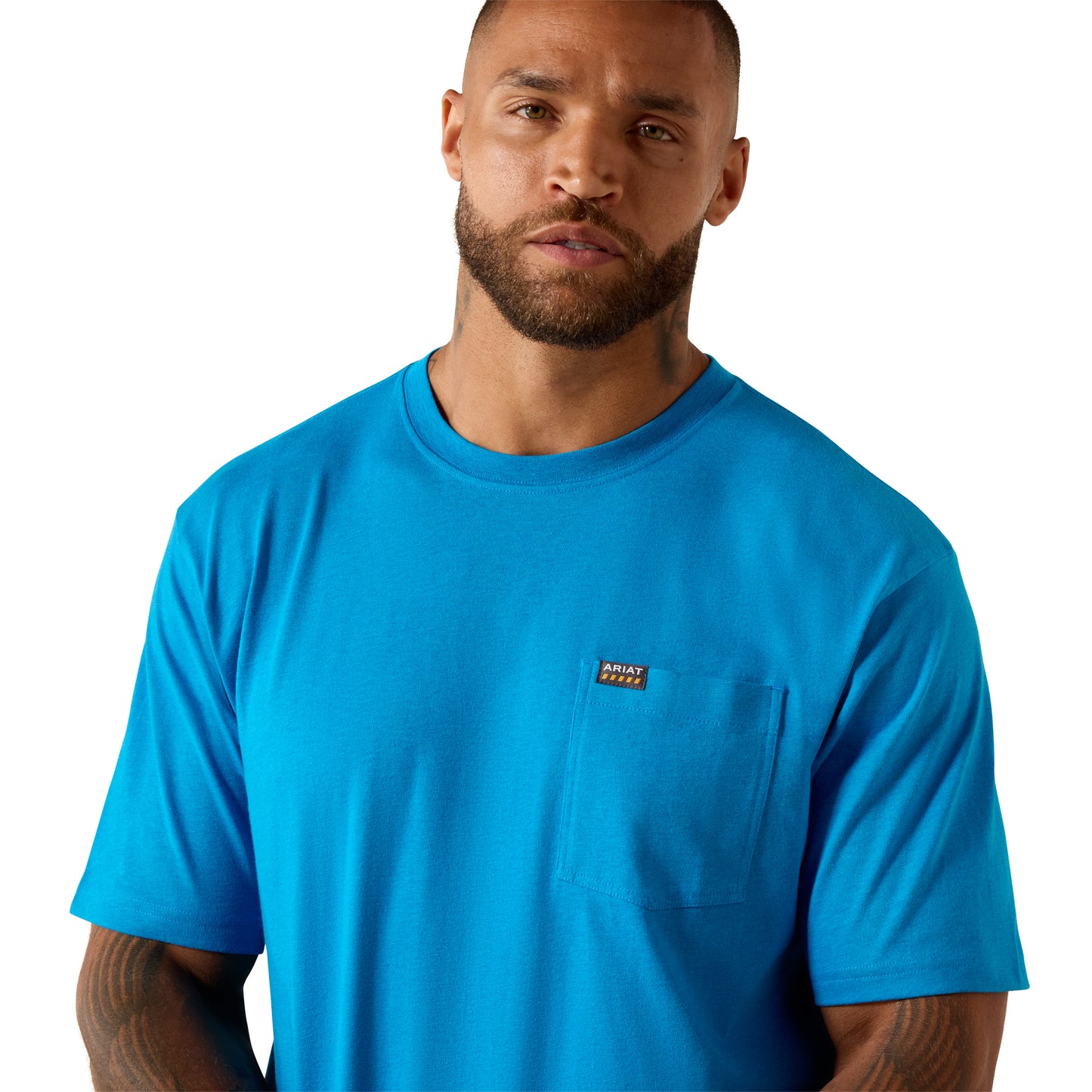 Ariat Men's Rebar Cotton Strong Methyl Blue Standard Pocket T-Shirt 10071293