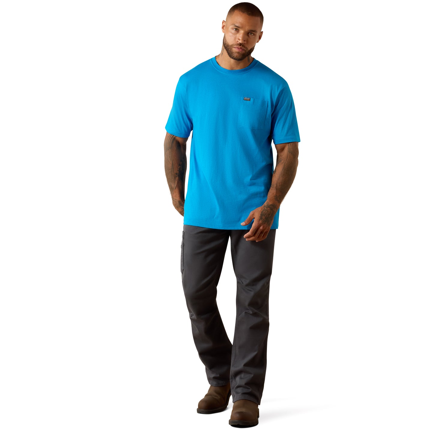 Ariat Men's Rebar Cotton Strong Methyl Blue Standard Pocket T-Shirt 10071293