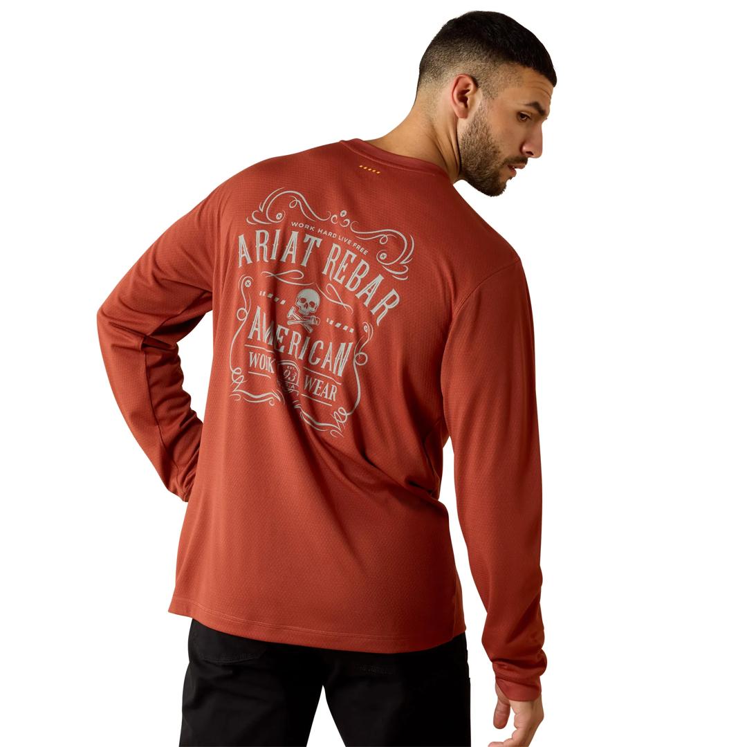 Ariat Men's Rebar Heat Fighter Label Brandy Snifter T-Shirt 10071310 front