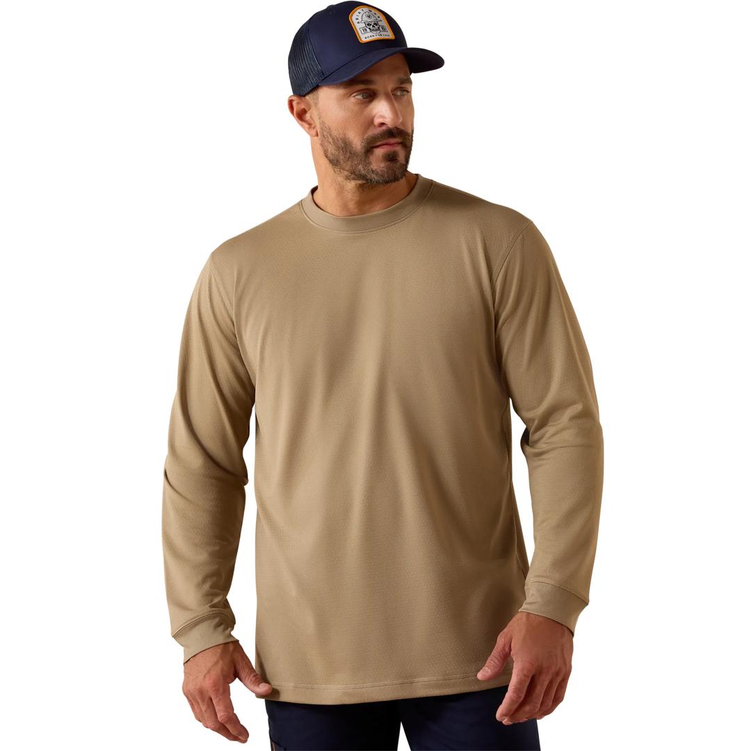 Ariat Men's Rebar Heat Fighter Label Greige T-Shirt 10071311 back