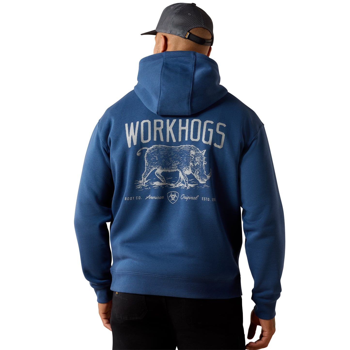 Ariat Men's Rebar Lightweight Workhog Dark Denim Fleece Hoodie 10071336