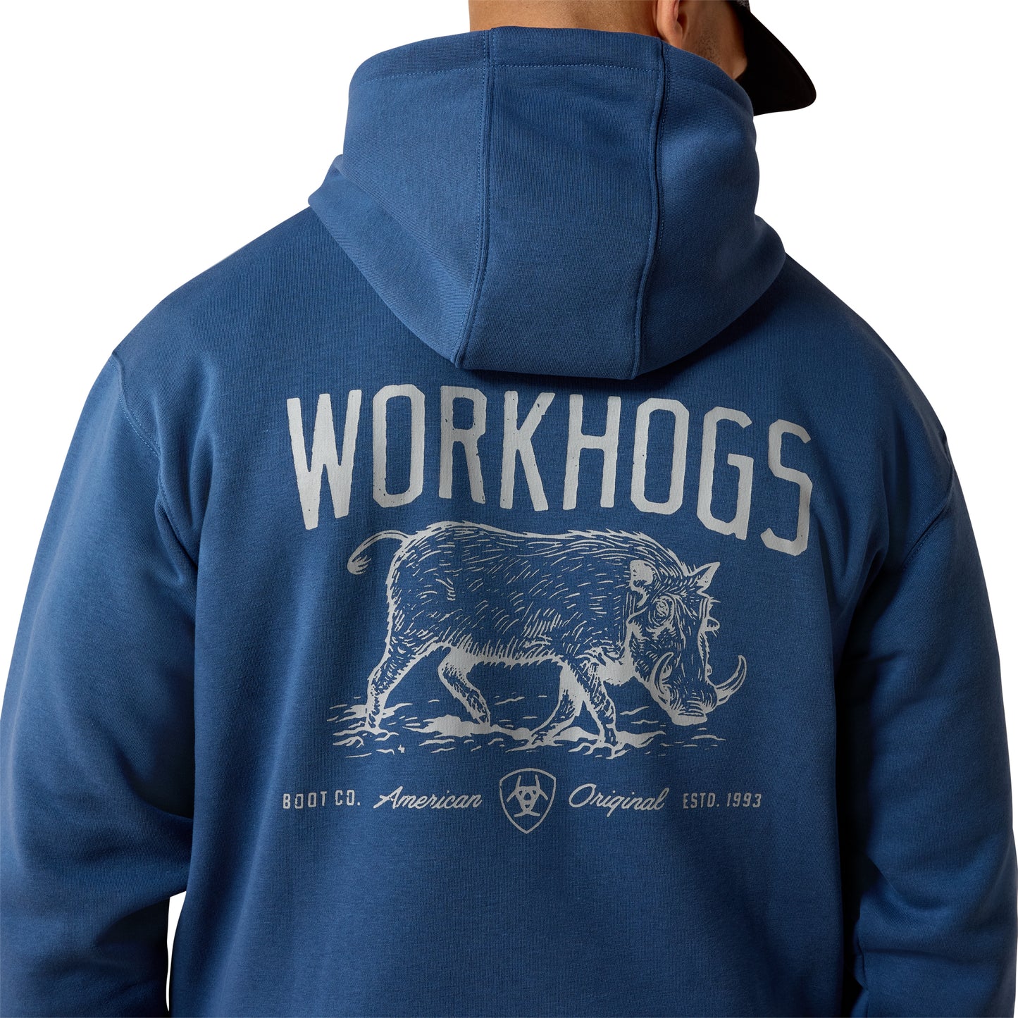 Ariat Men's Rebar Lightweight Workhog Dark Denim Fleece Hoodie 10071336