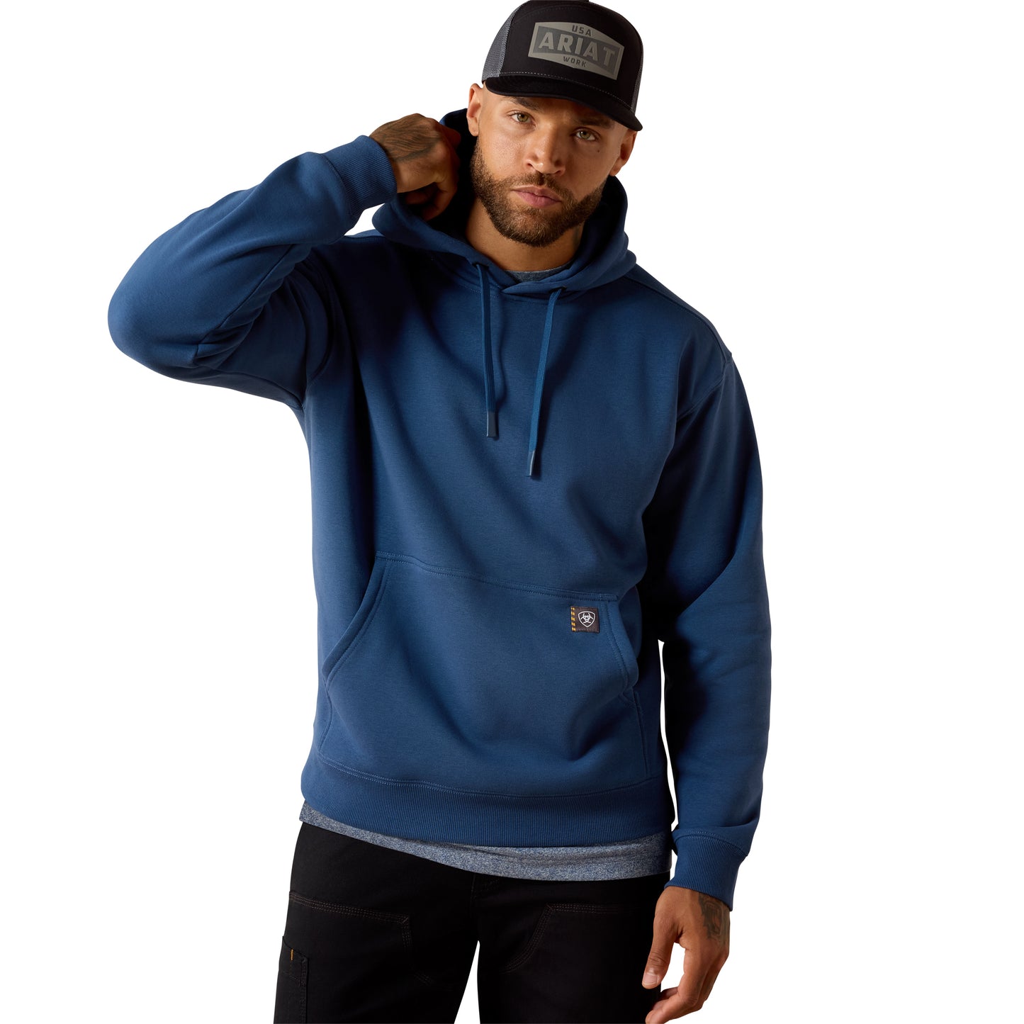 Ariat Men's Rebar Lightweight Workhog Dark Denim Fleece Hoodie 10071336