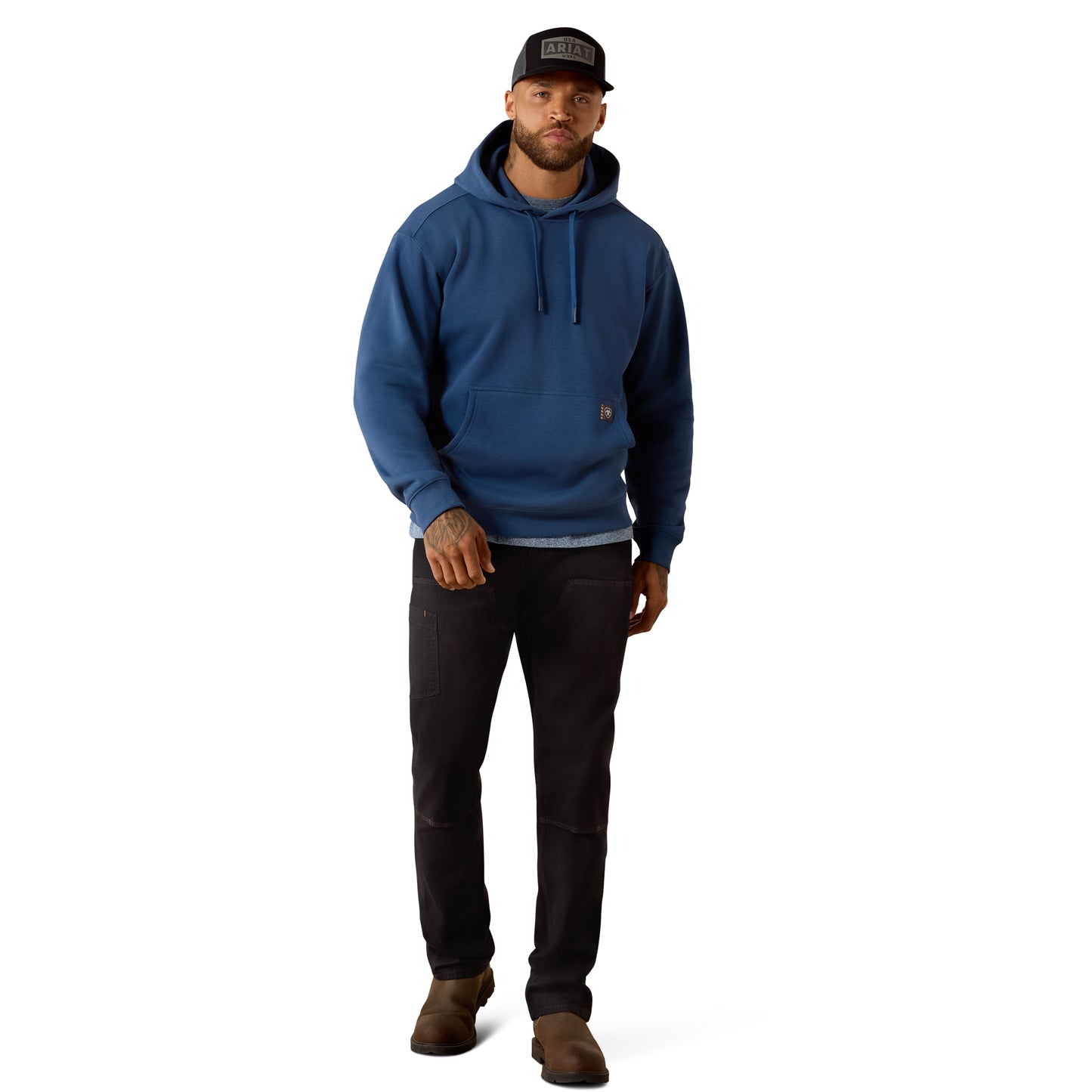 Ariat Men's Rebar Lightweight Workhog Dark Denim Fleece Hoodie 10071336