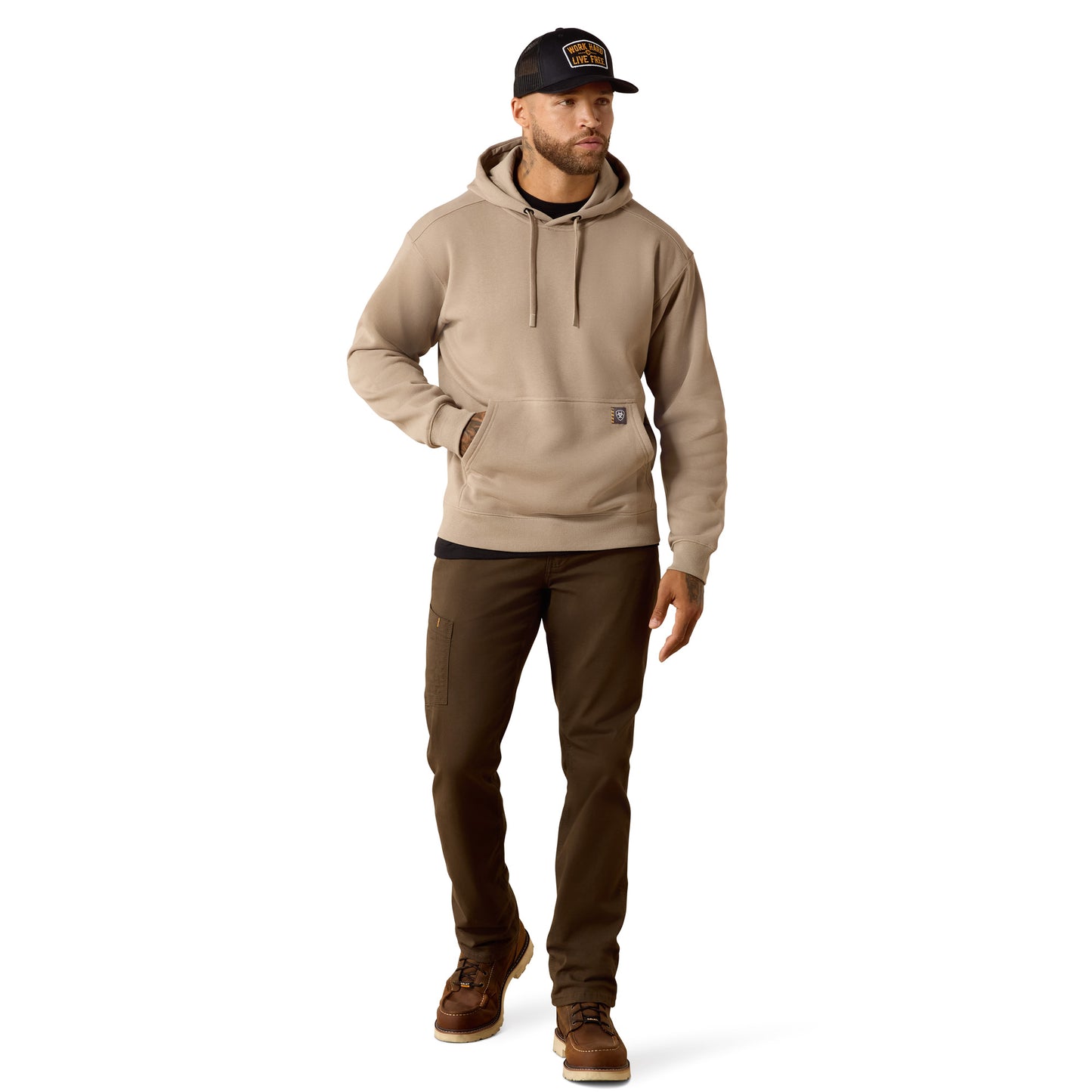 Ariat Men's Rebar Lightweight Workhog Greige Fleece Hoodie 10071337