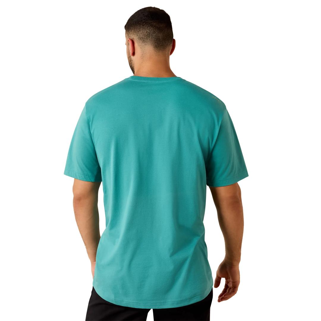 Ariat Men's Rebar Workman Teal Blue T-Shirt 10071426 back