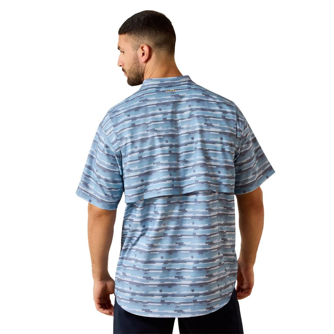 Ariat Men's Rebar Made Tough Dusty Blue Print VentTEK DuraStretch Work Shirt 10071538 back