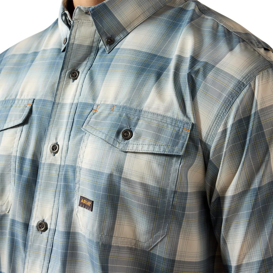 Ariat Men's Rebar Made Tough Baleen Blue Print VentTEK DuraStretch Work Shirt 10071543 detail02