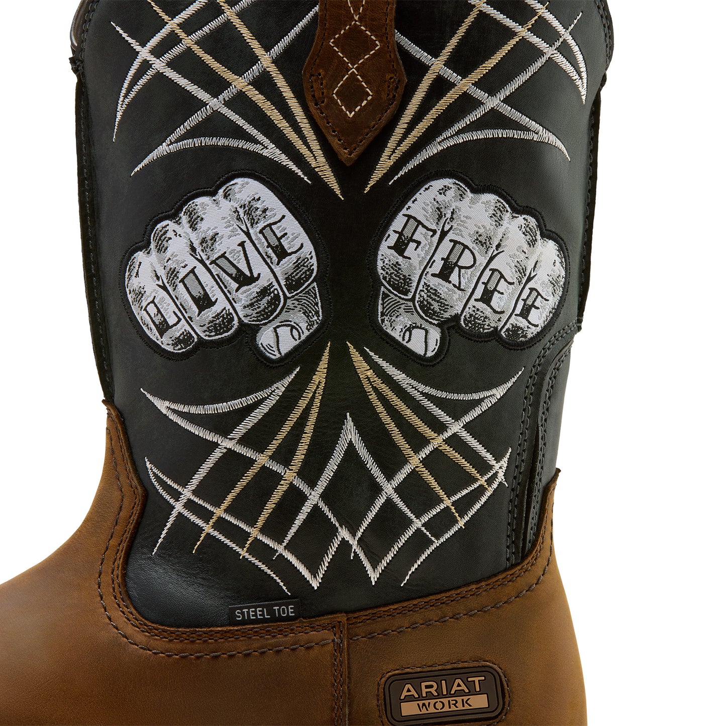 Ariat Men's Activator Live Free Distressed Brown Wide Square Toe Work Boot 10074208