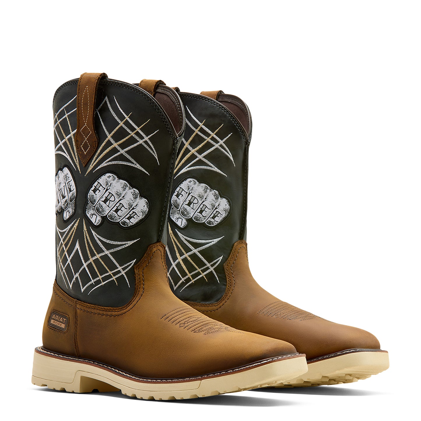 Ariat Men's Activator Live Free Distressed Brown Wide Square Toe Work Boot 10074208