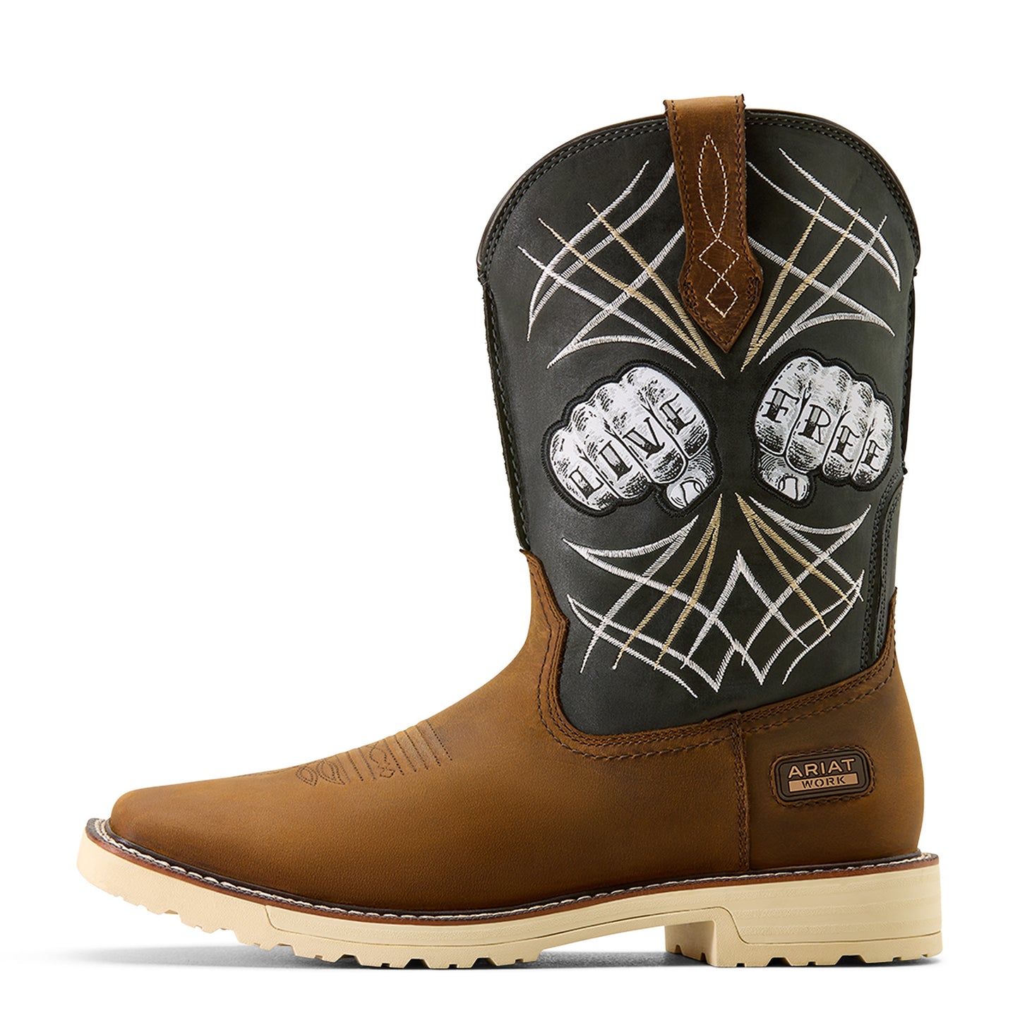 Ariat Men's Activator Live Free Distressed Brown Wide Square Toe Work Boot 10074208