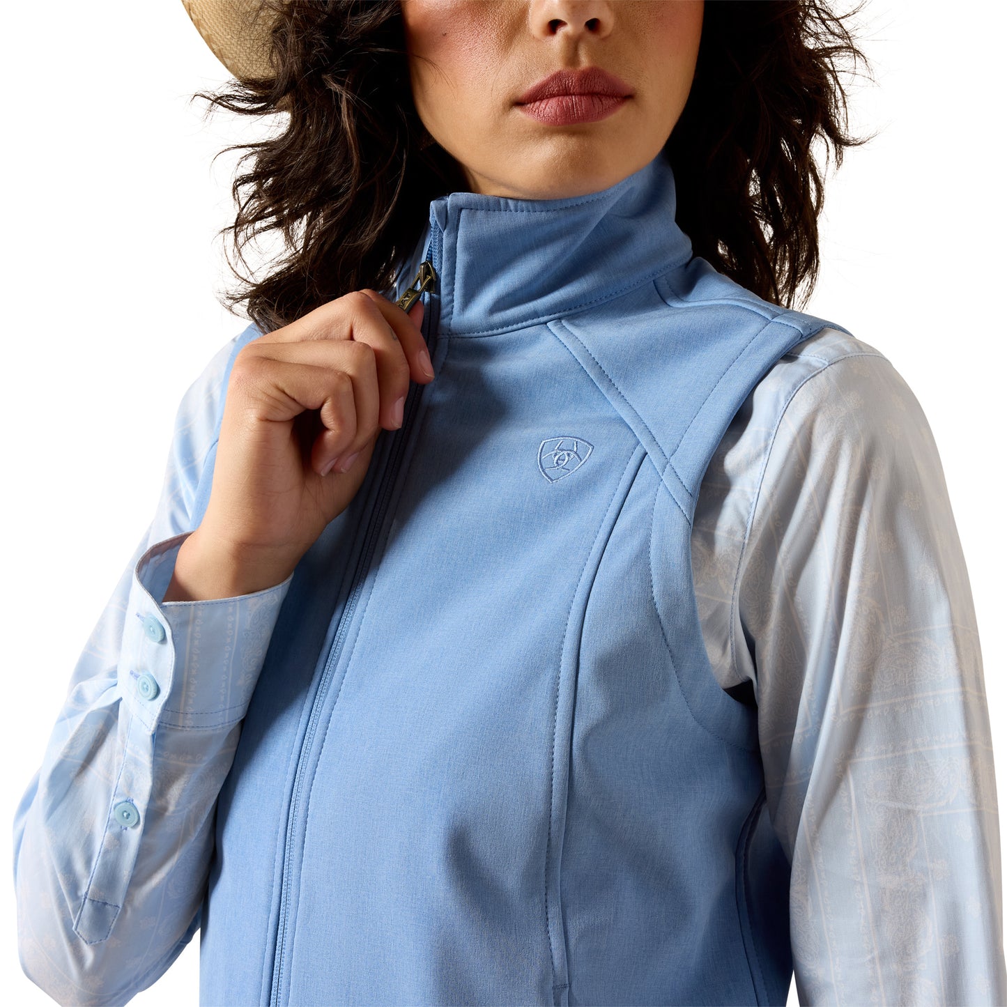 Ariat Ladies Logo Ashleigh Blue Heather Softshell Vest 10071239