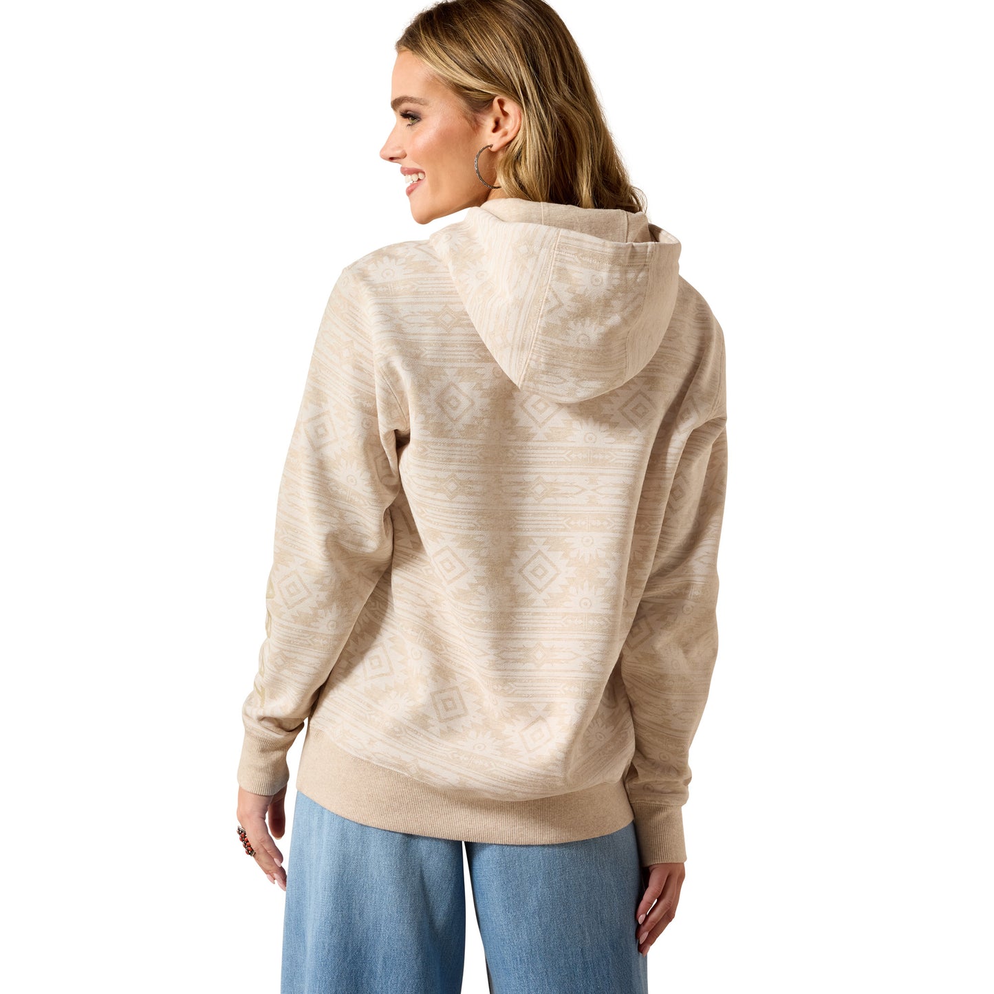 Ariat Ladies Logo 2.0 Khaki Heather Southwest Print Hoodie 10071409