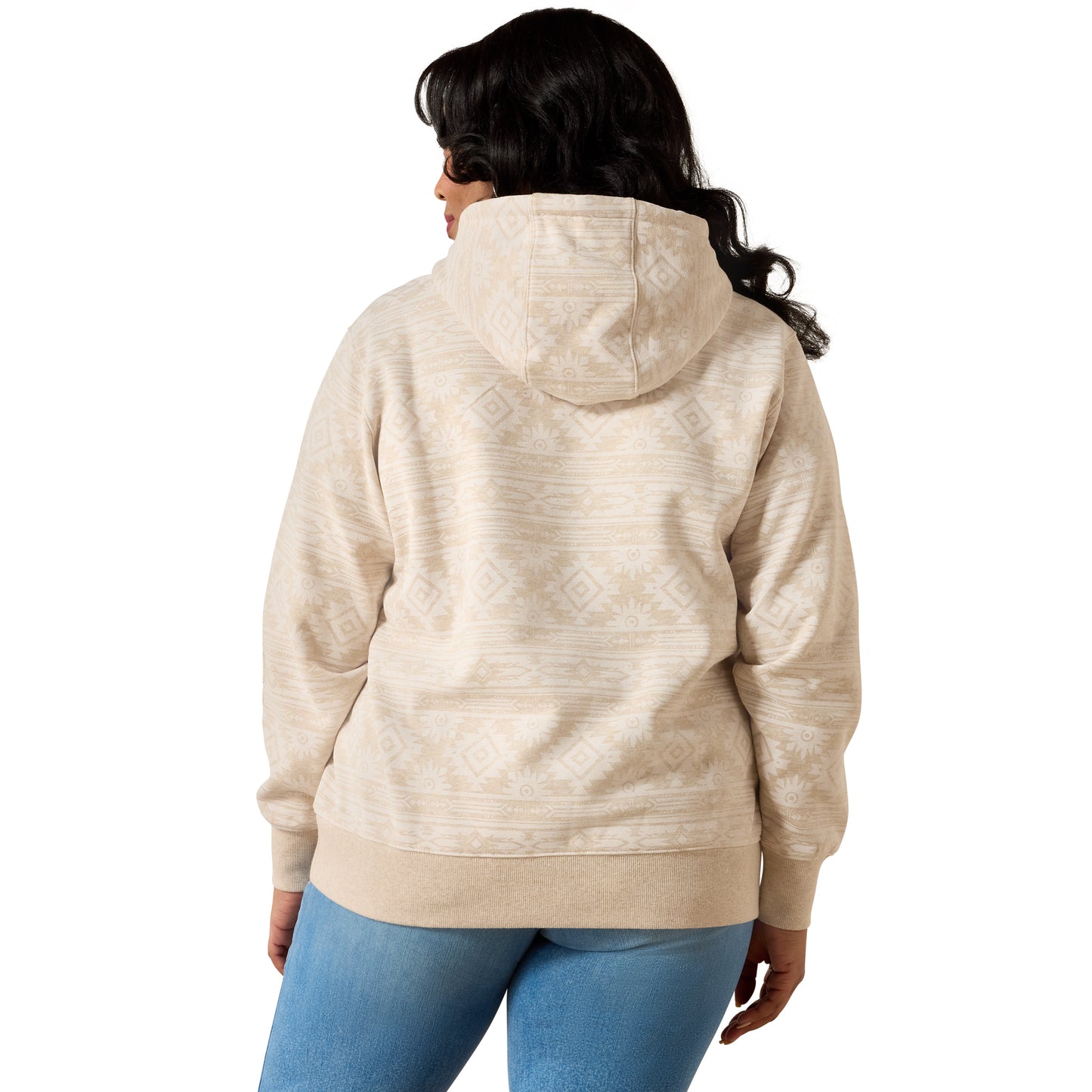 Ariat Ladies Logo 2.0 Khaki Heather Southwest Print Hoodie 10071409
