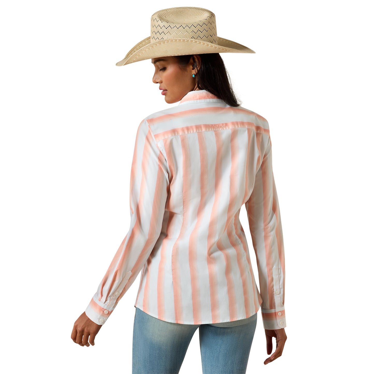 Ariat Ladies Kirby Peach Amber Striped Stretch Shirt 10071414