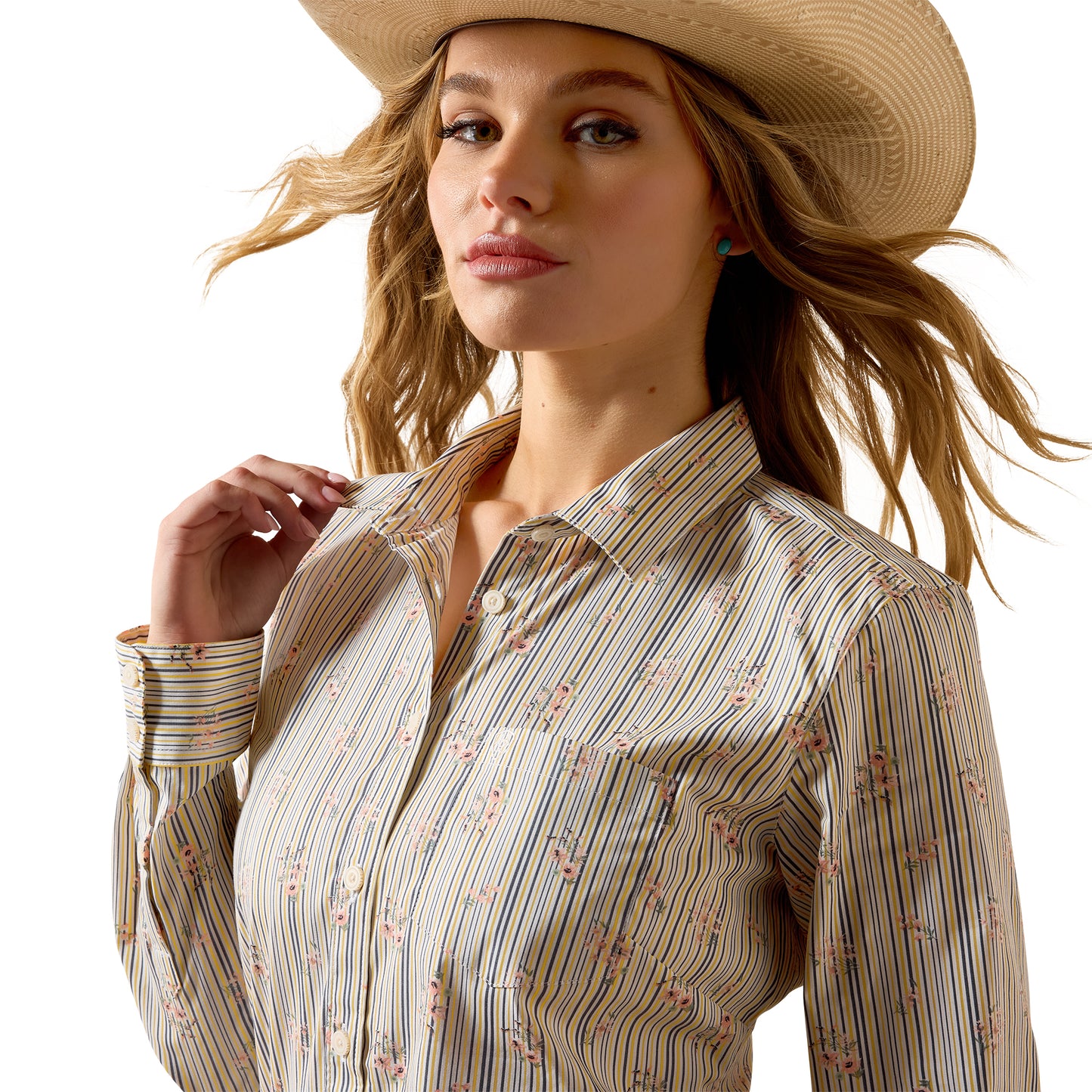Ariat Ladies Kirby Vintage Floral Stripe Stretch Shirt 10071417