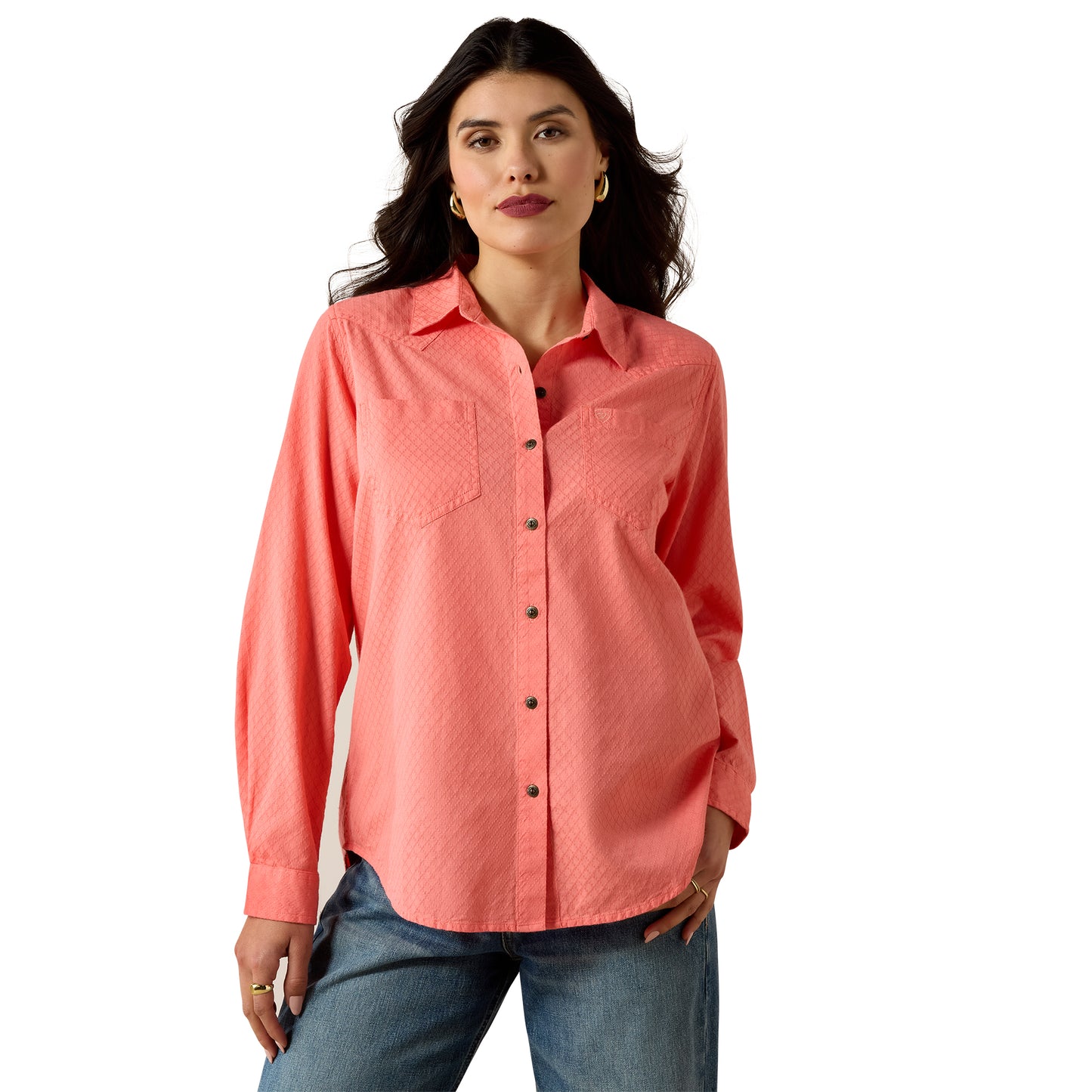 Ariat Ladies REAL Billie Jean Shell Pink Dobby Shirt 10071521