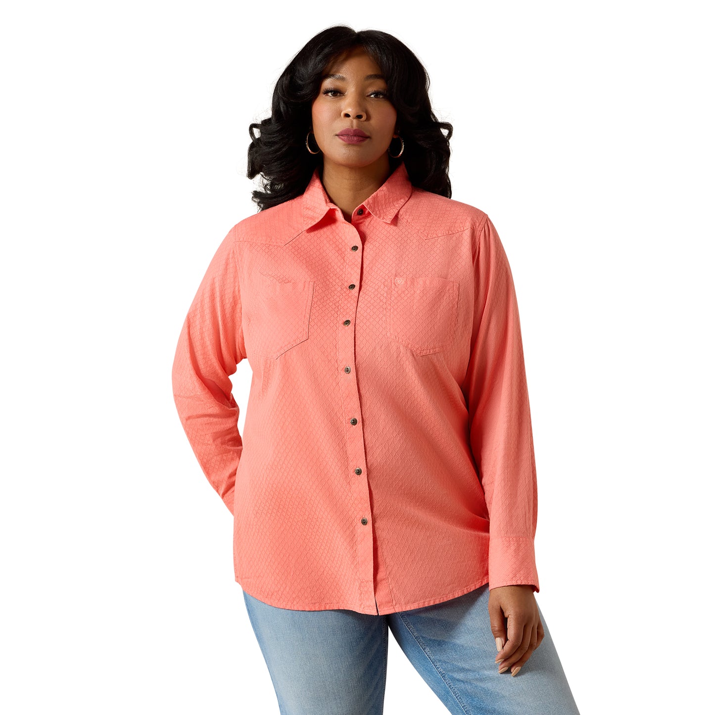 Ariat Ladies REAL Billie Jean Shell Pink Dobby Shirt 10071521