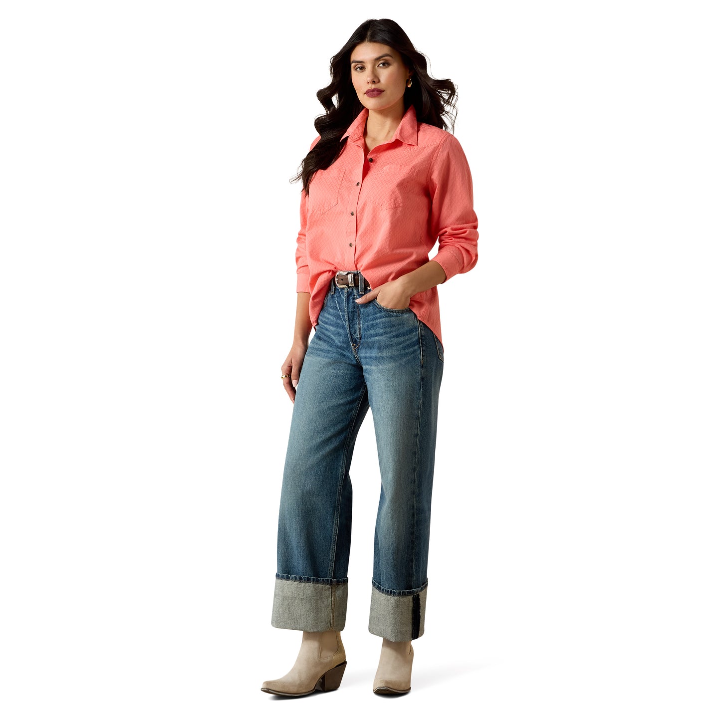 Ariat Ladies REAL Billie Jean Shell Pink Dobby Shirt 10071521