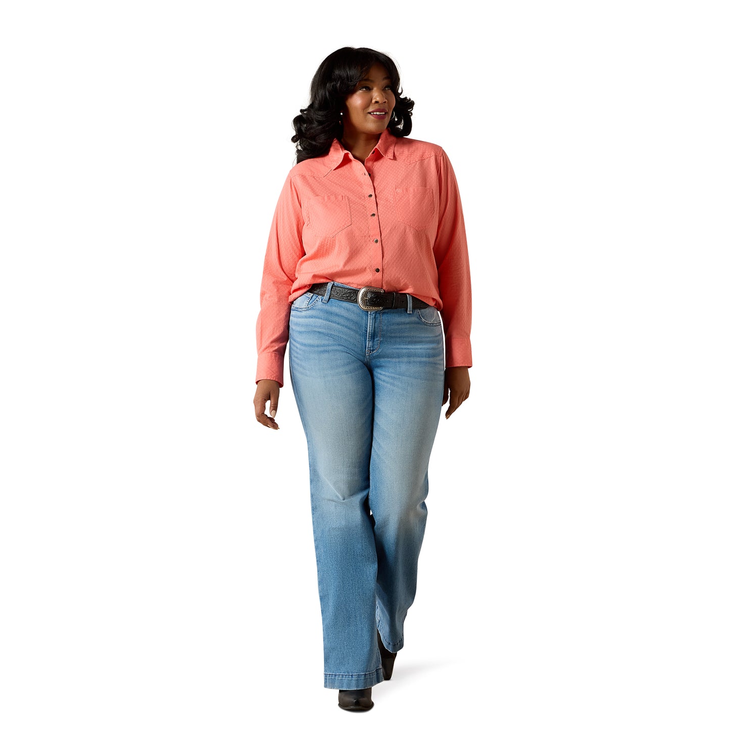 Ariat Ladies REAL Billie Jean Shell Pink Dobby Shirt 10071521