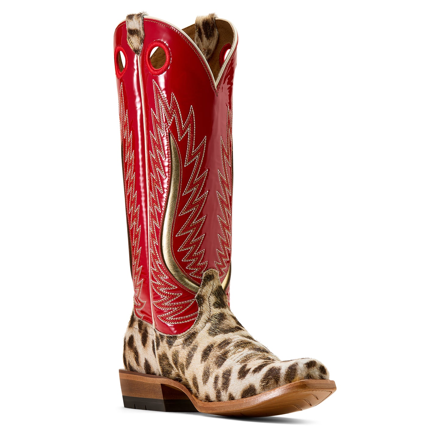 Ariat Ladies Futurity Fort Worth Leopard and Red Western Boot 10072421