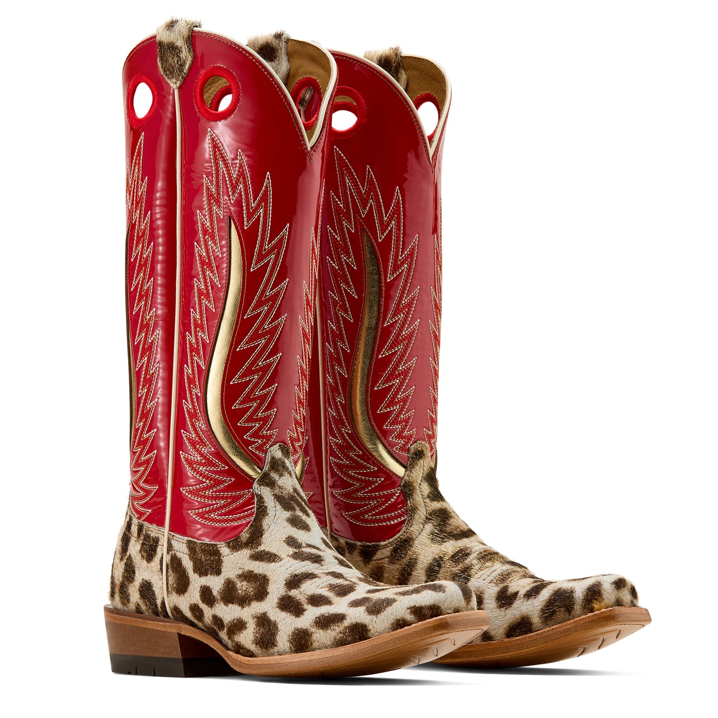 Ariat Ladies Futurity Fort Worth Leopard and Red Western Boot 10072421