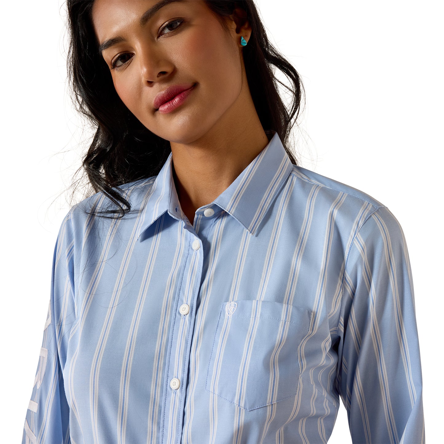 Ariat Ladies Team Kirby Ashleigh Blue Stripe Button Down Shirt 10073393