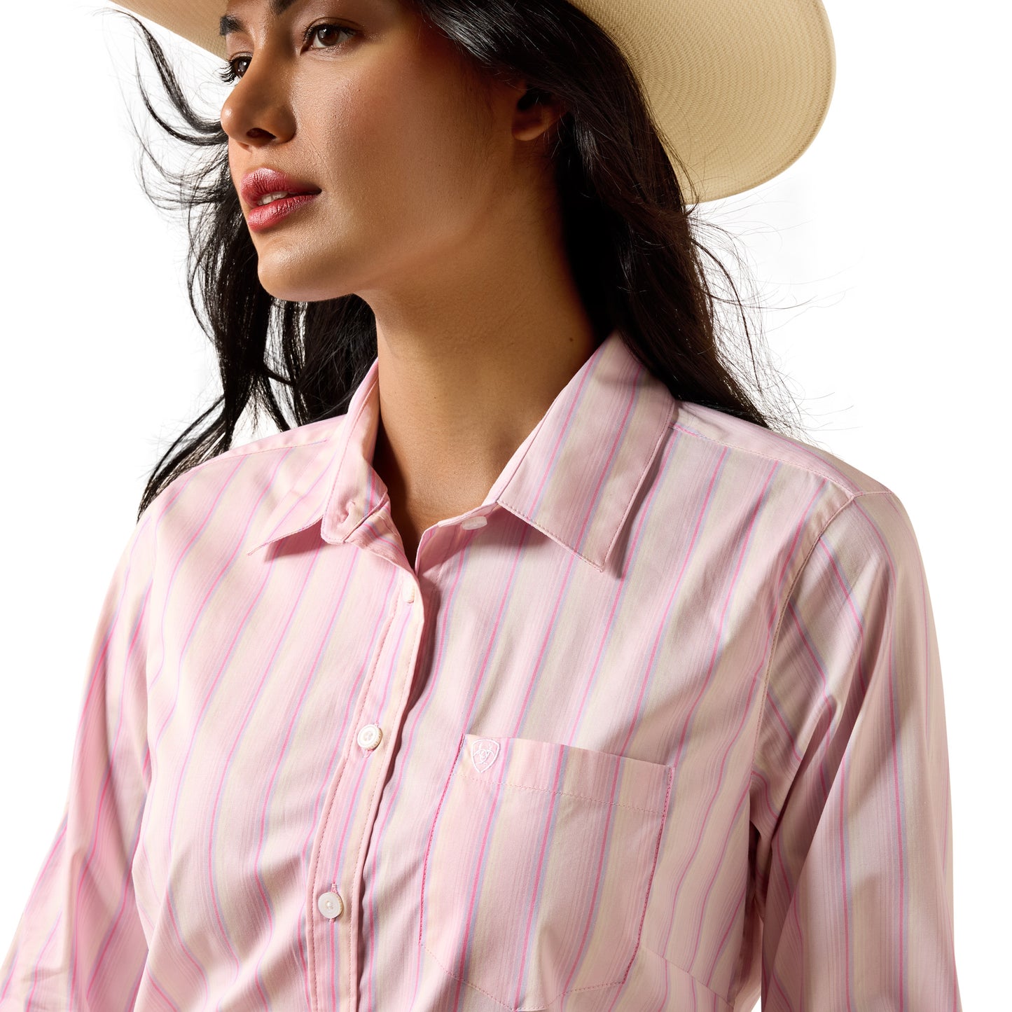 Ariat Ladies Team Kirby Super Pink Ombre Button Down Shirt 10073396