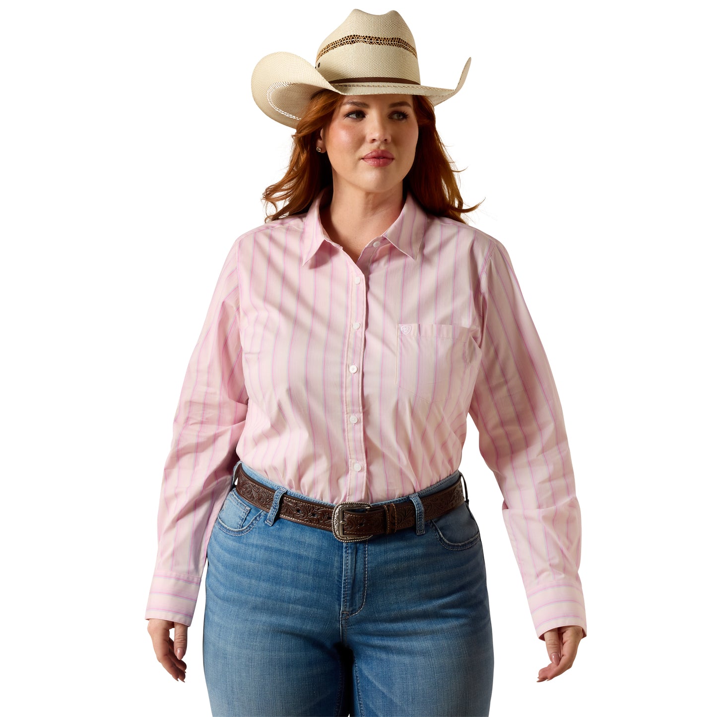 Ariat Ladies Team Kirby Super Pink Ombre Button Down Shirt 10073396