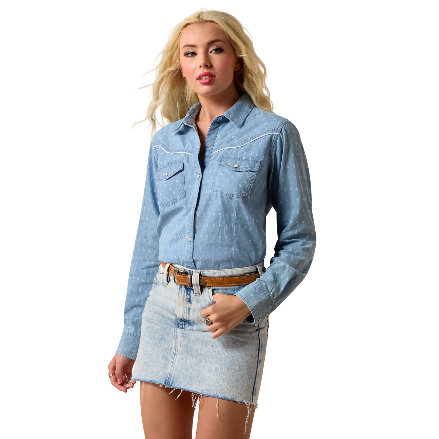 Ariat Ladies Jade Western Chambray Dobby Snap Shirt 10073435