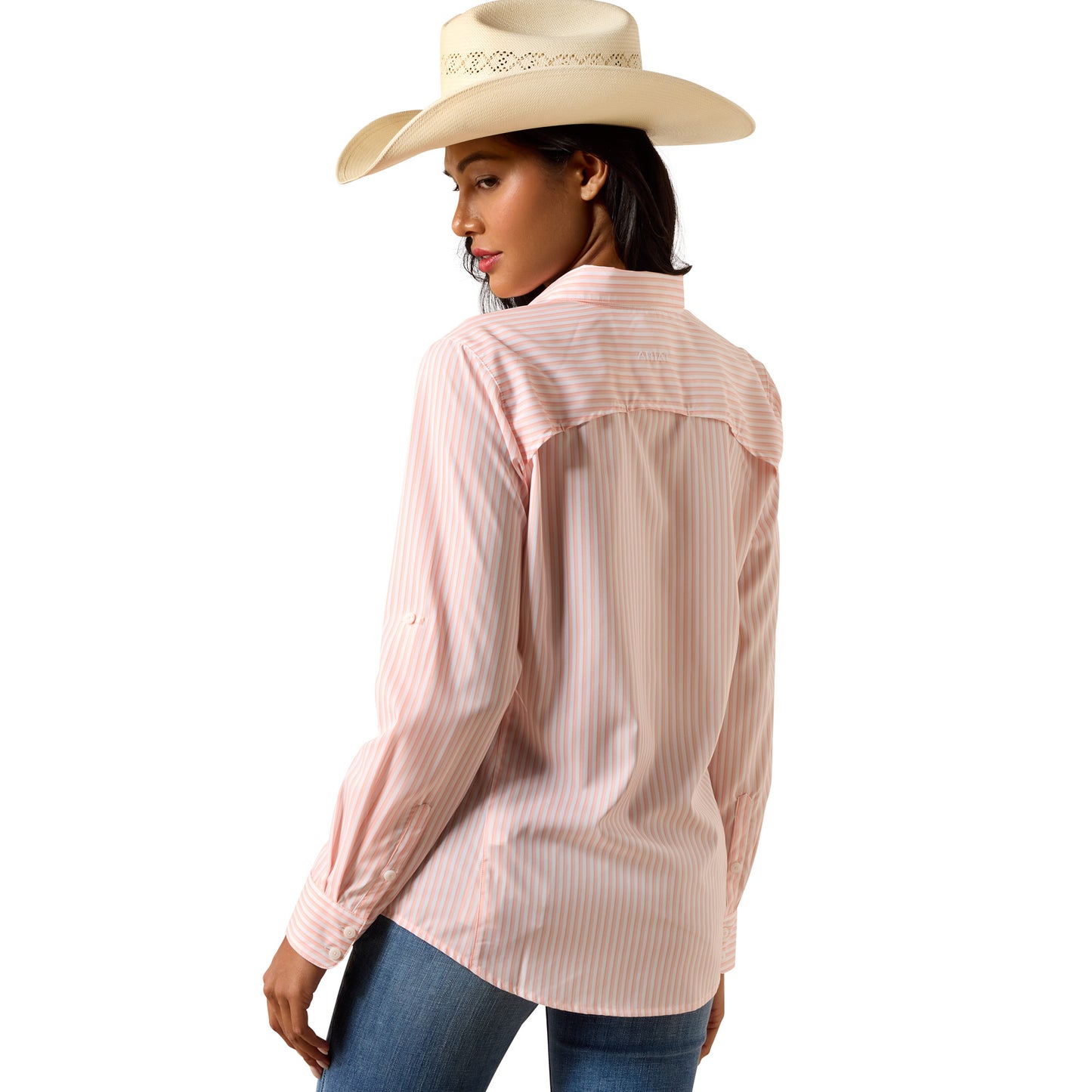 Ariat Ladies Peach Striped VentTEK Button Down Shirt 10073444