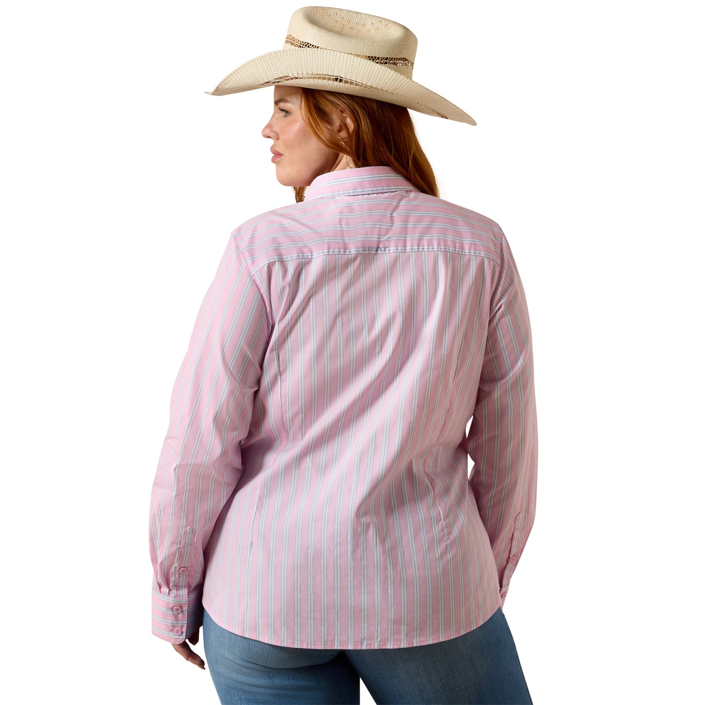 Ariat Ladies Kirby Pink Lavender Striped Stretch Button Down Shirt 10073478